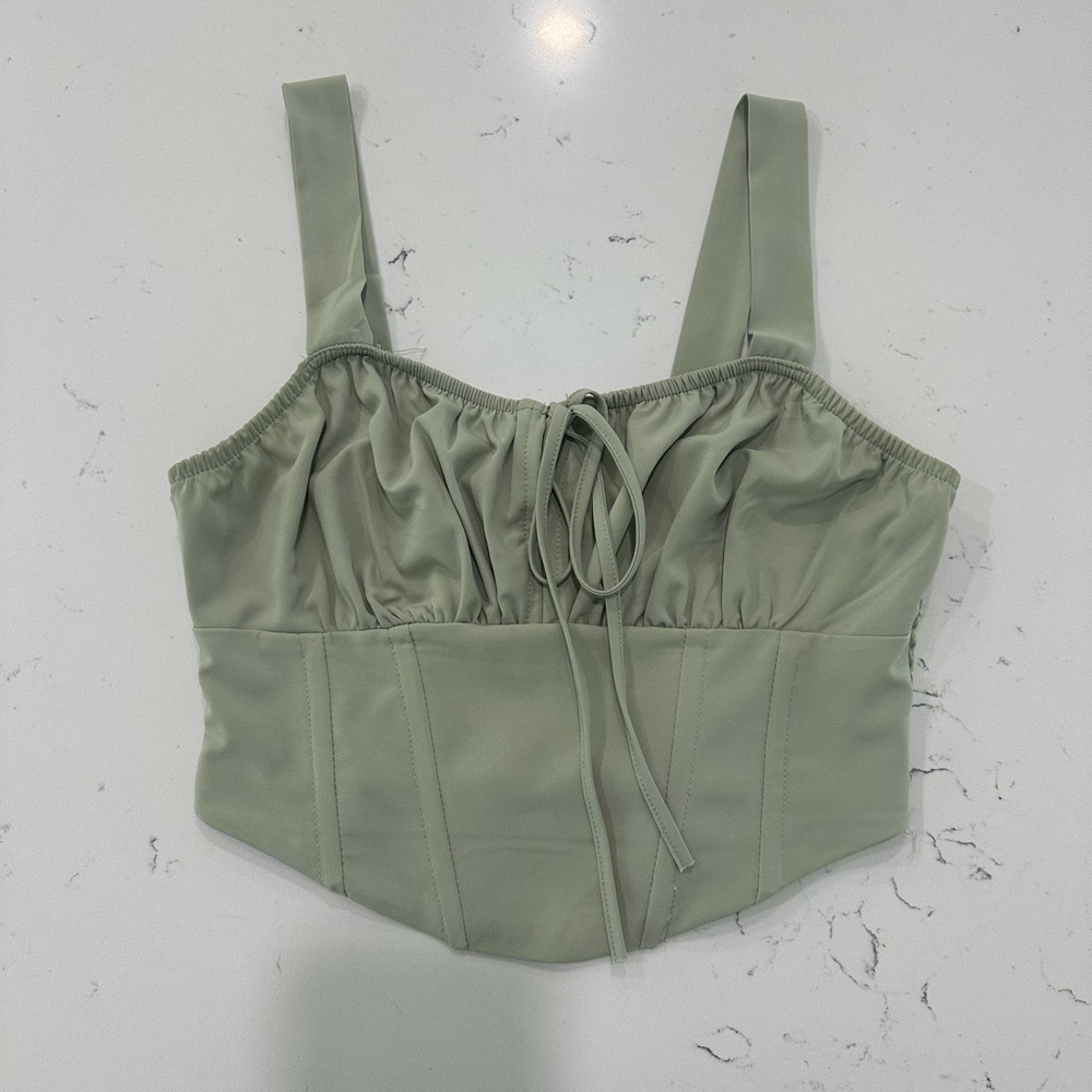 Pacsun Kendall and Kylie green milkmaid top